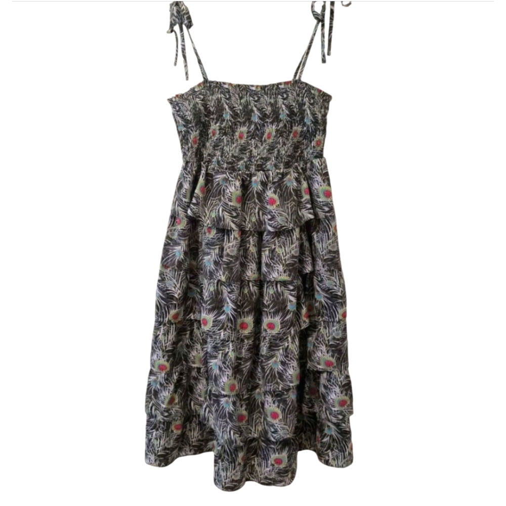 Liberty of London for Target Multicolor peacock Print tiered dress size XL